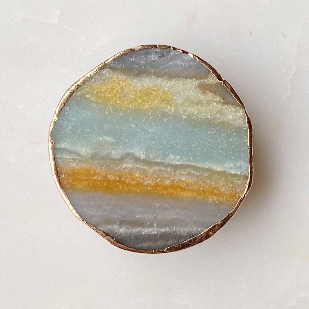 Golden Edge Natural Stone Phone Grip Amazonite